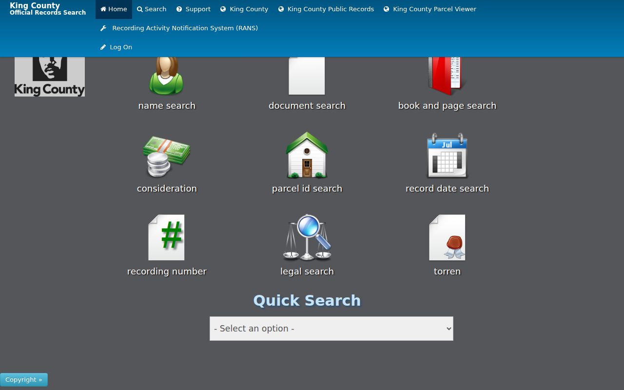 King County people search in the Landmark recorded document portal
