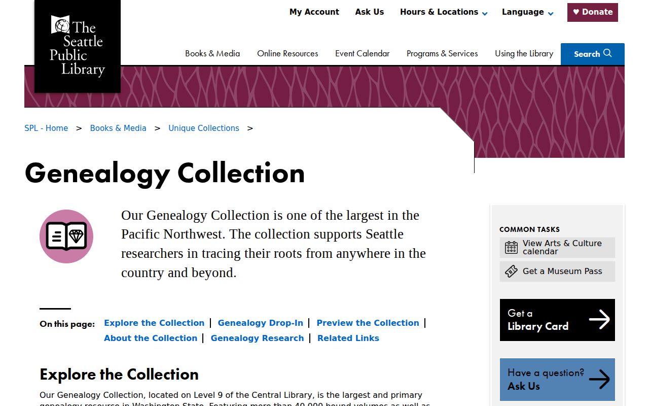 King County people search resources in Seattle Public Library genealogy collections