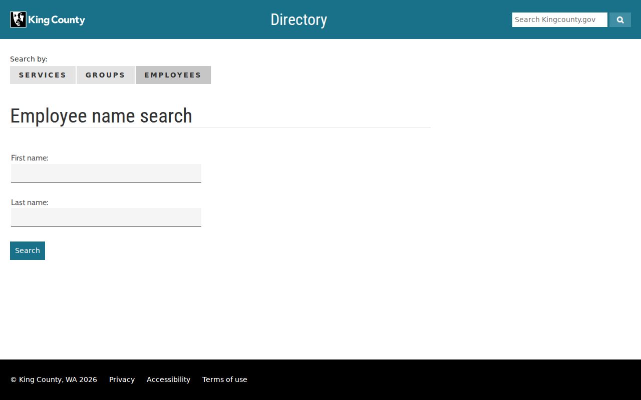 King County people directories employee search