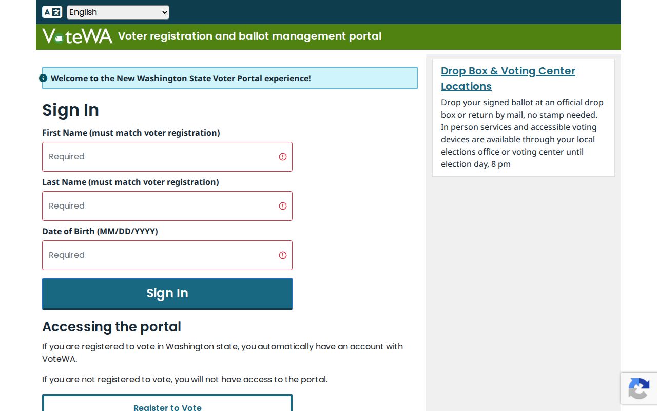 King County voter registration lookup on VoteWA