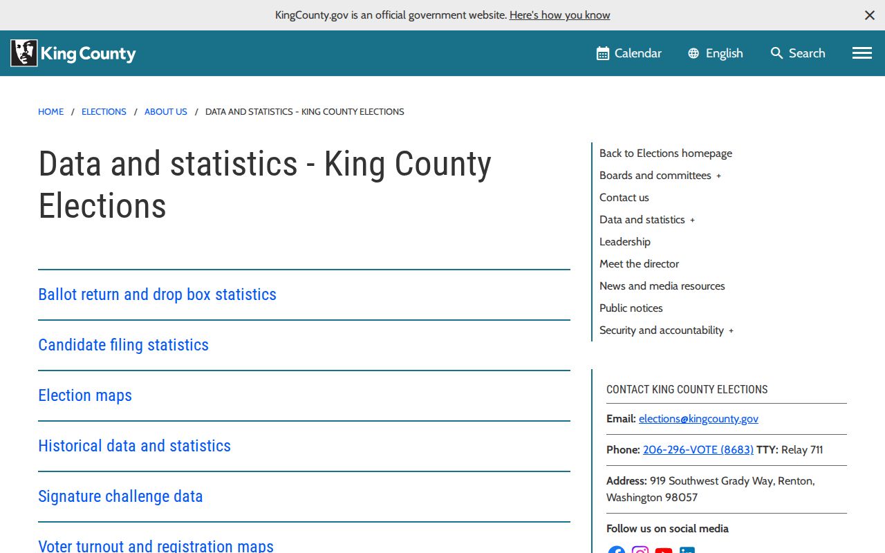King County voter registration and election statistics page